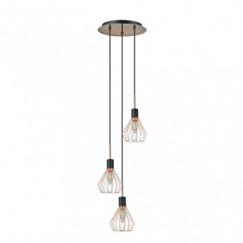Distribuidor - Lâmpadas Diversas | Lâmpadas Modernas | COLGANTE SAN PETERSBURGO 3XE14 NEGRO/COBRE REGX30X30 CM Ref: 153593073